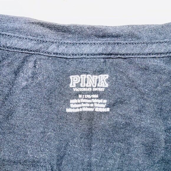PINK Victoria's Secret | Short Sleeve Shirt Logo Print | Black | Womens | M - Picture 6 of 8